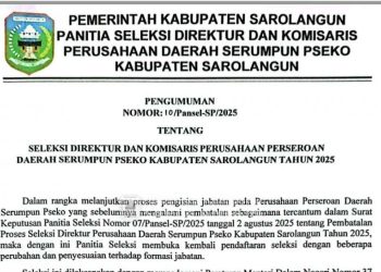 Pemkab Sarolangun Buka Seleksi Direktur dan Komisaris Perseroda Serumpun Pseko, Pendaftaran Resmi Dimulai