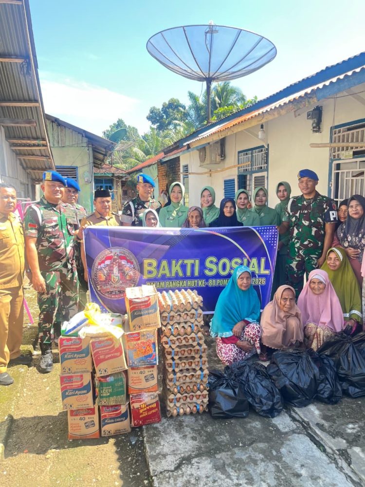 Sambut HUT Pomad ke-80, Subdenpom Persiapan Sarko Gelar Aksi Sosial Bagi Sembako dan Santunan